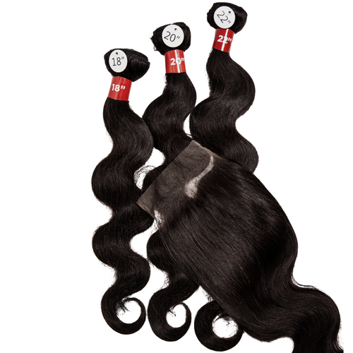 Onyx Remi - 3 Body Wave Bundles 9A And 4"x4" U-Shaped Lace Front Closure - Natural