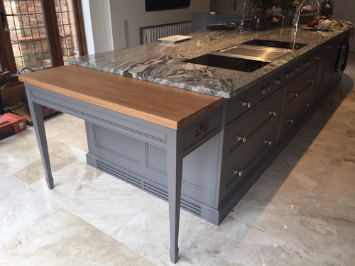 Bespoke Kitchen Island and Breakfast Bar Made to Measure Painted Joinery