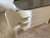 Bespoke Gloss Cream Handleless Kitchen Island and Breakfast Bar with Curved plinth