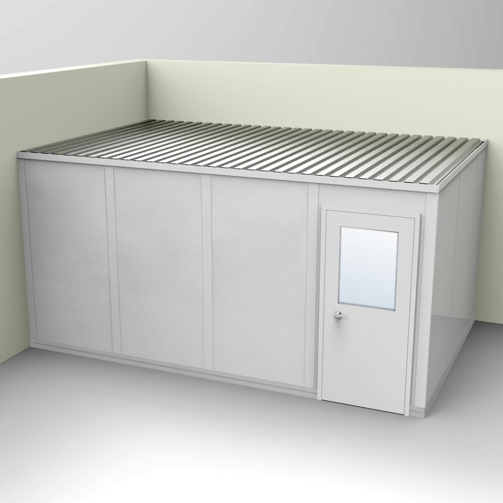 PortaFab's standard 2-wall 10' x 16' modular inplant office with gray walls.