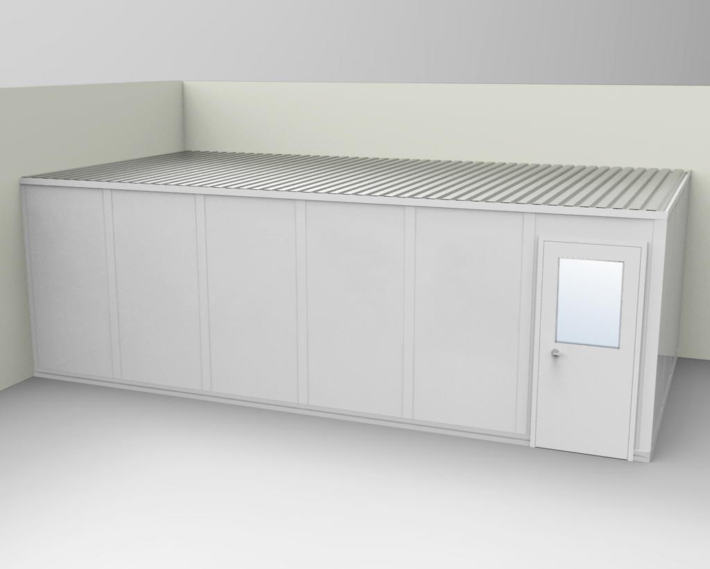 PortaFab's standard 2-wall 12' x 24' modular inplant office with gray walls.