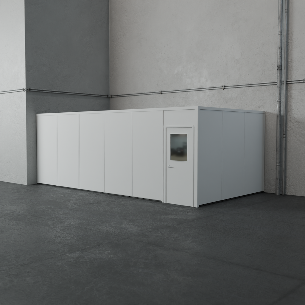 PortaFab's 2-wall 12' x 24' modular inplant office in the color white.