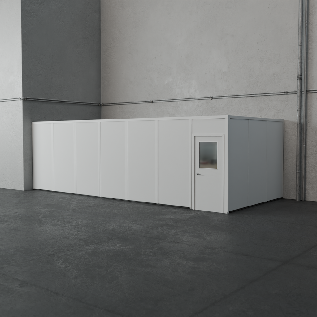 PortaFab's 2-wall 12' x 28' modular inplant office in the color white.