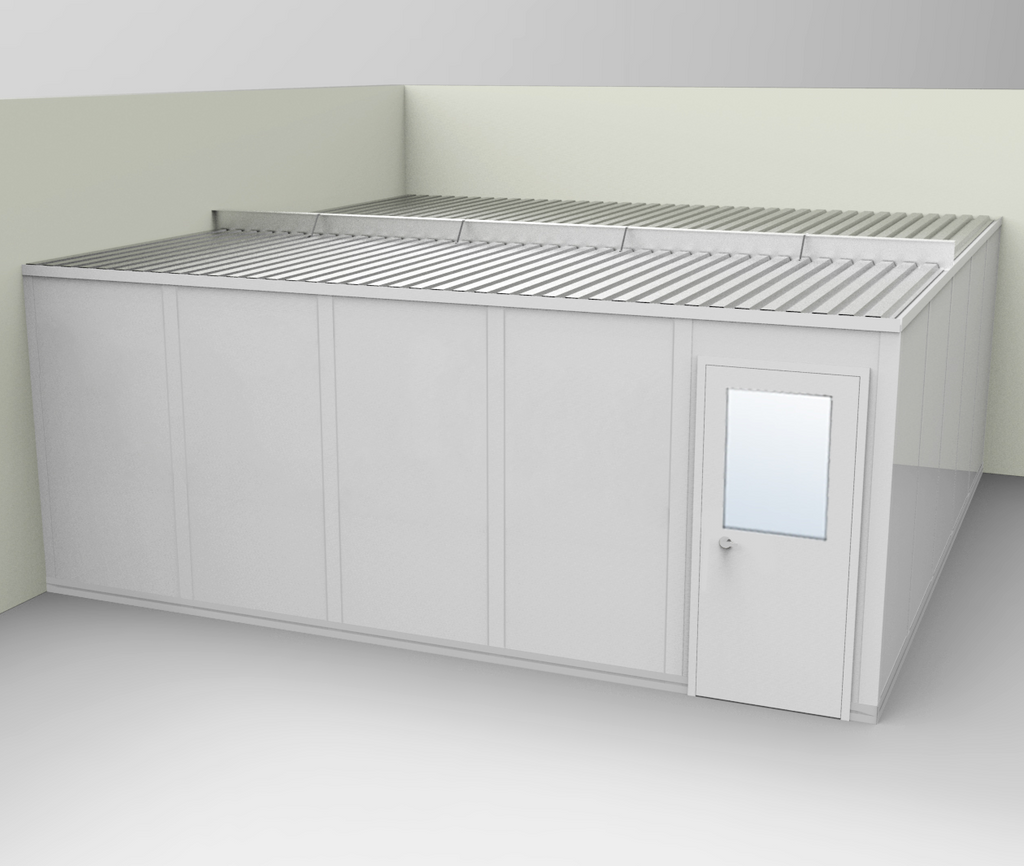 PortaFab's standard 2-wall 20' x 20' modular inplant office with gray walls.