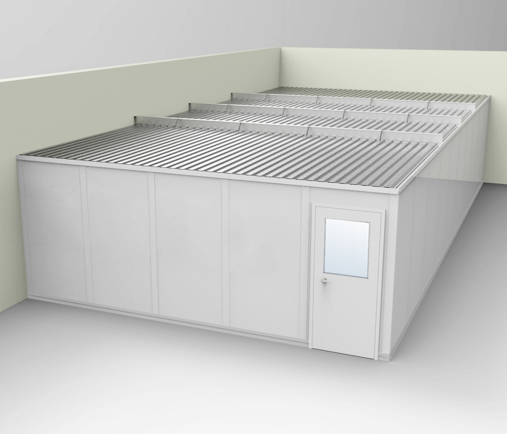 PortaFab's standard 2-wall 20' x 40' modular inplant office with gray walls.