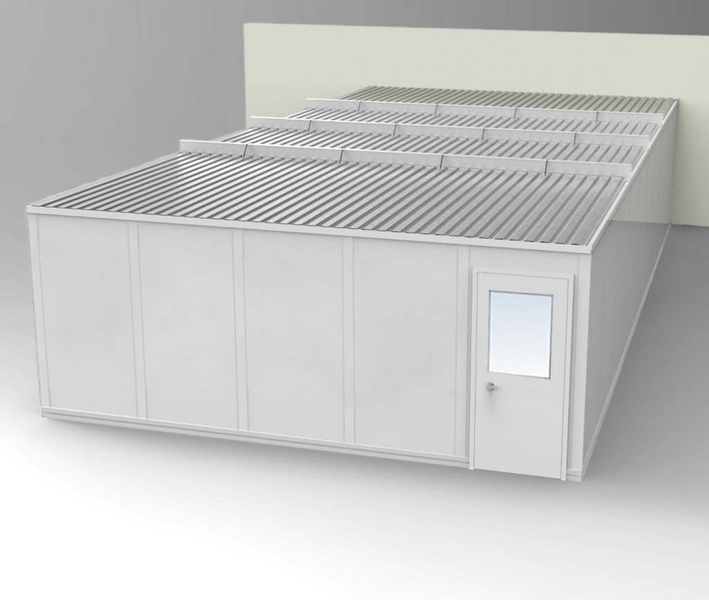 PortaFab's standard 3-wall 20' x 40' modular inplant office with gray walls.