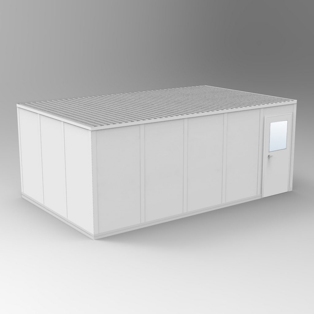 PortaFab's standard 4-wall 12' x 20' modular inplant office with gray walls.