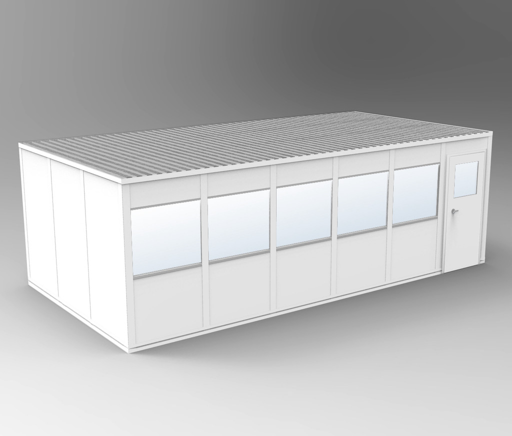 PortaFab's 4-wall 12' x 24' modular inplant office with windows.