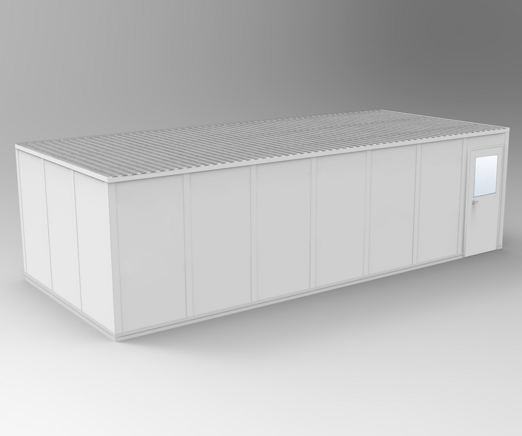PortaFab's standard 4-wall 12' x 28' modular inplant office with gray walls.