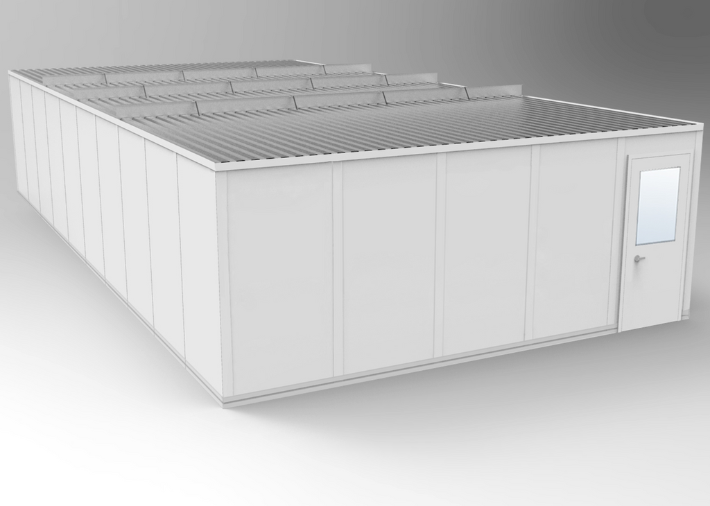 PortaFab's standard 4-wall 20' x 40' modular inplant office with gray walls.