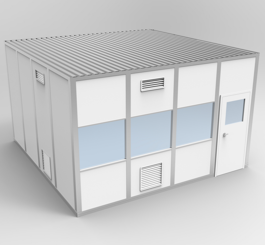 3D rendering of a 16' x 16' ISO 8 Modular Cleanroom
