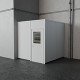 PortaFab's standard 2-wall 8' x 8' modular inplant office shown in the color white.