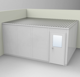 PortaFab's standard 2-wall 12' x 16' modular inplant office with gray walls.