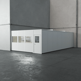 PortaFab's 2-wall 16' x 32' modular inplant office with optional windows in a warehouse setting/ PortaFab's 2-wall 16' x 32' modular inplant office with optional windows in a warehouse setting/