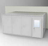 PortaFab's standard 3-wall 12' x 16' modular inplant office with gray walls.