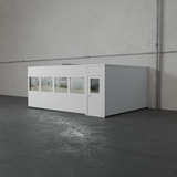 PortaFab's 16' x 20' three-wall modular office with optional additional windows. PortaFab's 16' x 20' three-wall modular office with optional additional windows.