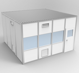 3D rendering of a 16' x 16' ISO 8 Modular Cleanroom
