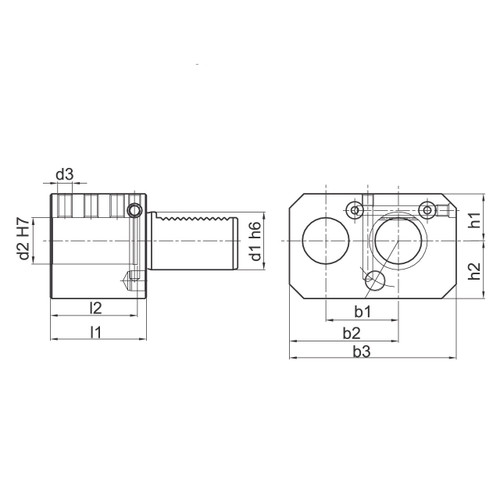 VDI E8 Double Boring Bar Holder Drawing