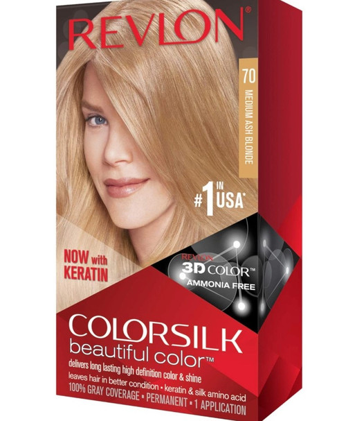 Revlon ColorSilk Beautiful Permanent Hair Color 70 Medium Ash Blonde(WWW.HAIR2BUY.CO.UK)