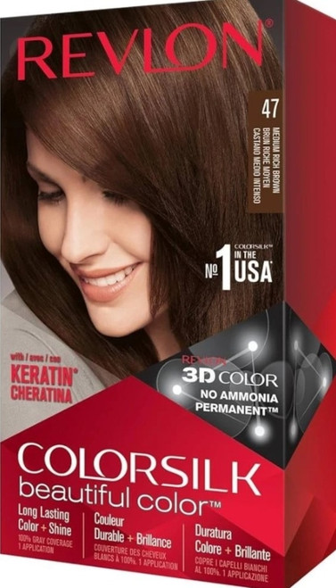 Revlon ColorSilk Beautiful Permanent Hair Color 47 Medium Rich Brown(WWW.HAIR2BUY.COUK)