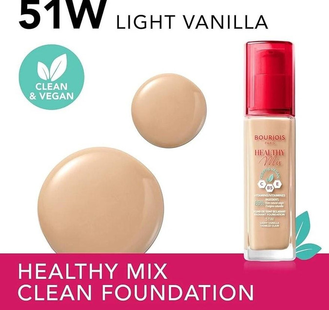  Bourjois Healthy Mix Clean & Vegan Foundation 51W Light Vanilla 