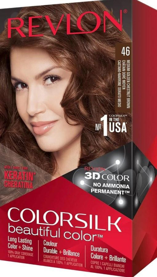 REVLON Revlon Colorsilk Beautiful Colour Permanent Hair Dye golden chestnut brown 43 