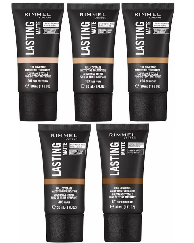  Rimmel Lasting Matte Full Coverage Light-weight Foundation 30 ml,  
