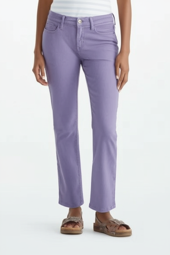 Knit Denim High Rise Straight-Leg Jeans