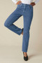 Knit Denim High Rise Straight-Leg Jeans