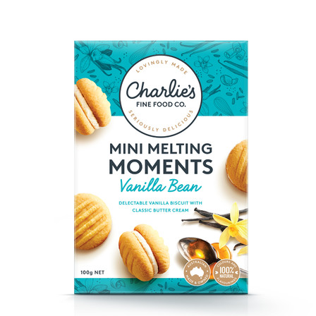 Charlie's Mini Melting Moments Classic Vanilla Bean, 100g Charlie's Mini Melting Moments Classic Vanilla Bean, 100g