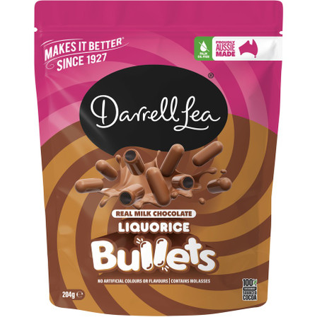 Milk Choc Liquorice Bullets 204g Milk Choc Liquorice Bullets 204g