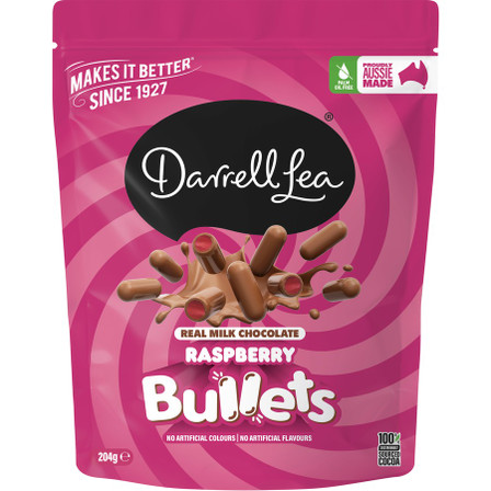 Milk Choc Raspberry Bullets 204g