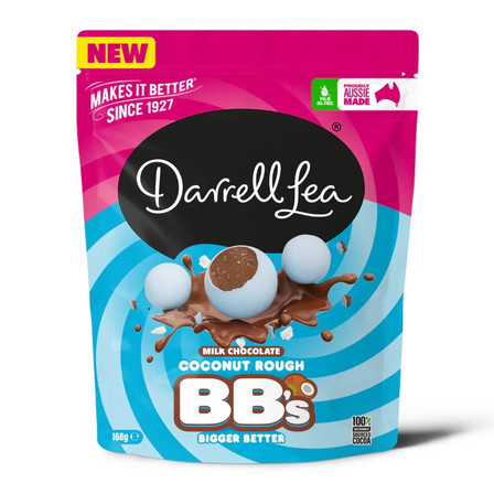 Darrell Lea Milk Chocolate Coconut Rough BB’s 168g Darrell Lea Milk Chocolate Coconut Rough BB’s 168g
