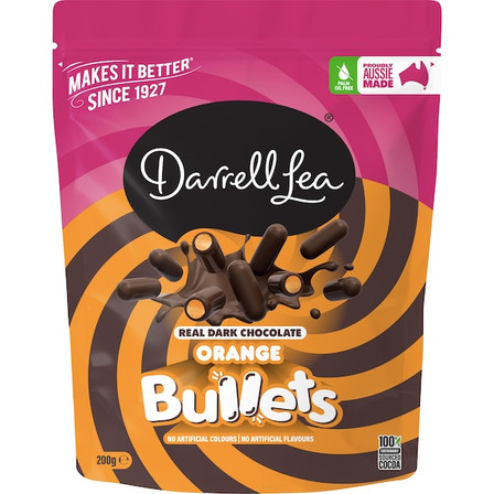 Darrell Lea Dark Choc Orange Bullets 200g Darrell Lea Dark Choc Orange Bullets 200g