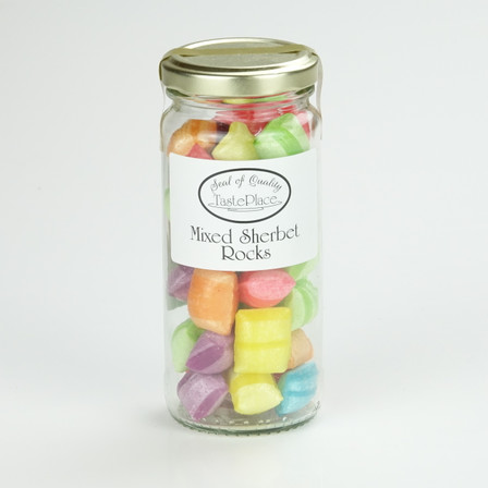 Mixed Sherbet Rocks 170g – Classic boiled lollies with fizzy sherbet centers in vibrant colors, perfect for sharing or gifting