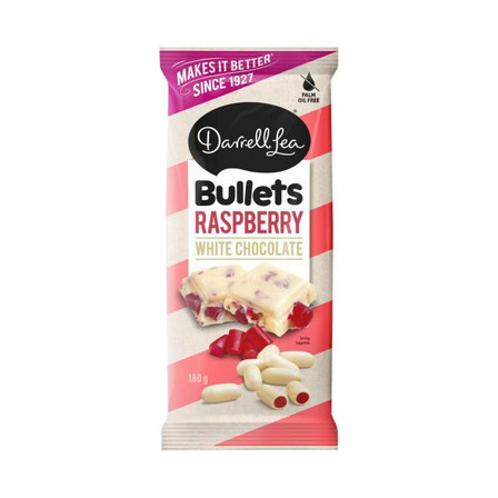 Darrell Lea White Chocolate Raspberry Bullet Block 160g Darrell Lea White Chocolate Raspberry Bullet Block 160g