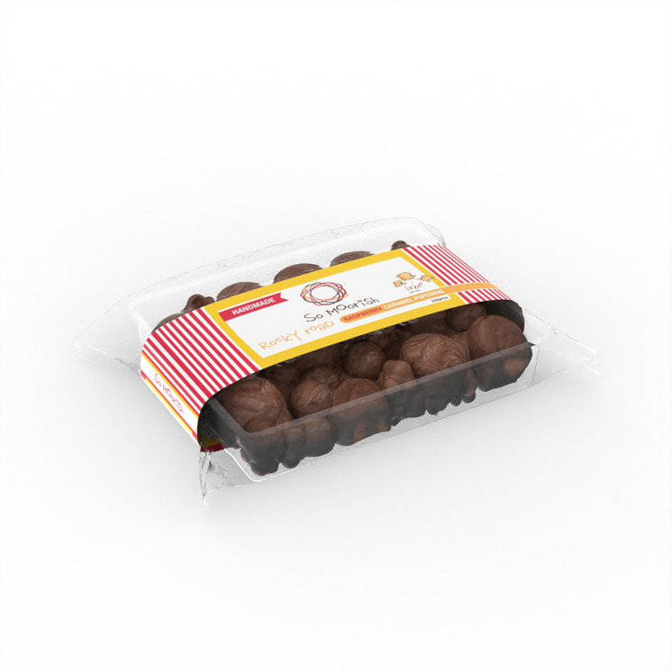 Popcorn & Raspberry Milk Chocolate Rocky Road, 250g