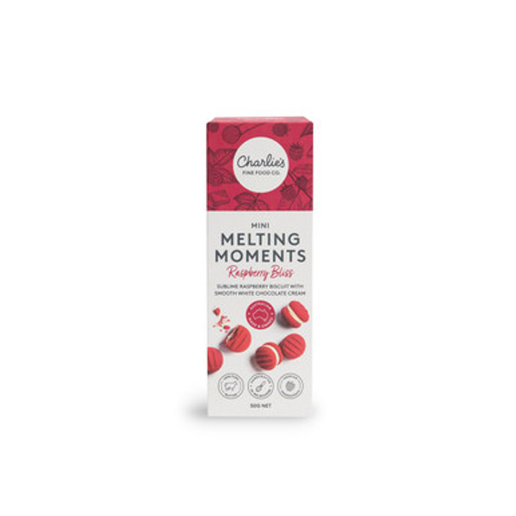 Charlie's Mini Melting Moments Raspberry Bliss - 1 x cookie, 50g Charlie's Mini Melting Moments Raspberry Bliss - 1 x cookie, 50g