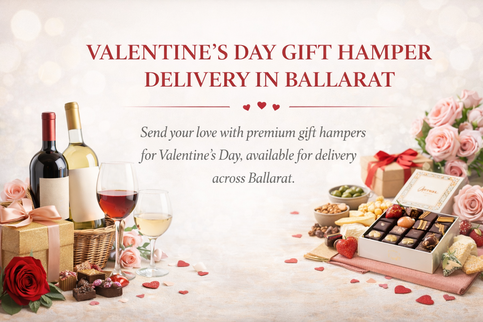 Make Valentine&rsquo;s Day special with gift hampers delivered in Ballarat. Premium treats, elegant packaging, and hassle-free delivery for your loved ones.
