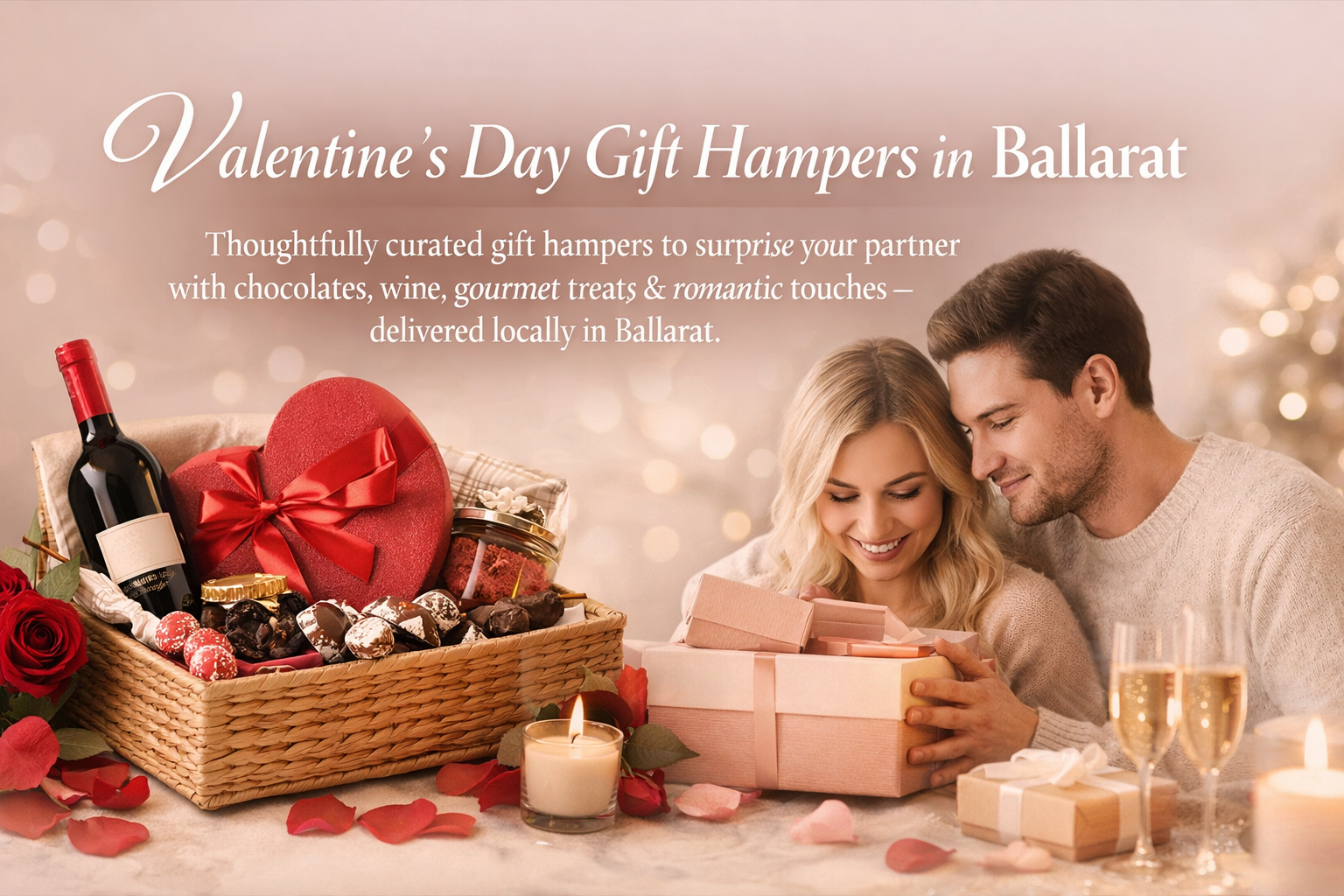 Looking for Valentine&rsquo;s Day gift hampers in Ballarat? Shop romantic chocolate, wine, spa & personalised hampers with fast local delivery. Order online today.