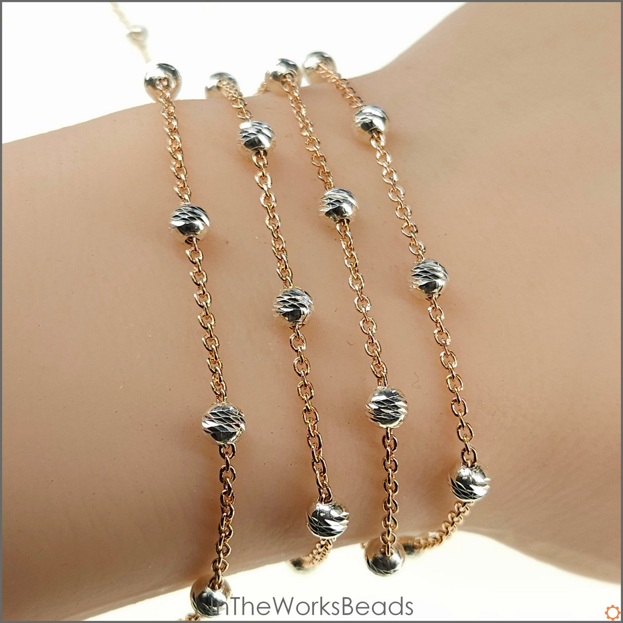 14k Rose Gold Filled Tone Satellite Chain Sterling Silver 1