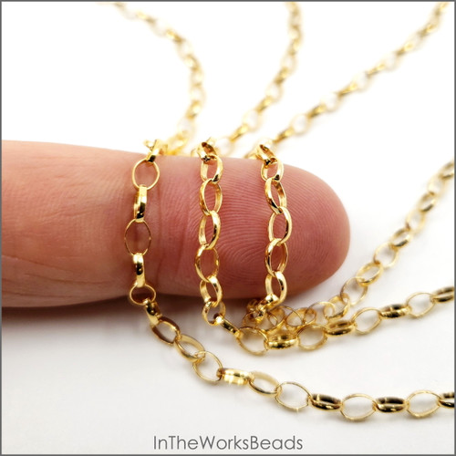 14k Gold Filled Oval Rolo Chain. 3mm x 4.7mm