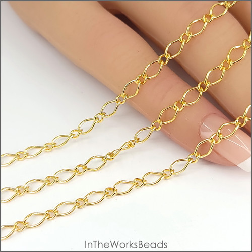 14k Gold Filled Marquise Curb Chain. 3.5mm x 5.8mm