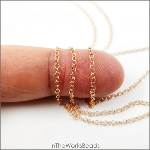 14K Rose Gold Filled Cable Chain. 1.5mm x 2mm