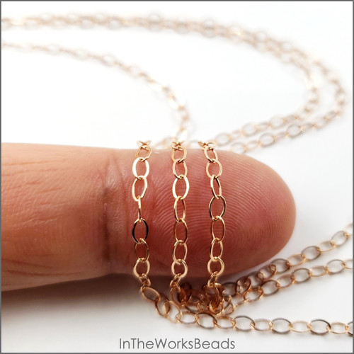 14k Rose Gold Filled Oval Cable Chain. 2.1mm x 3.5mm - Flat