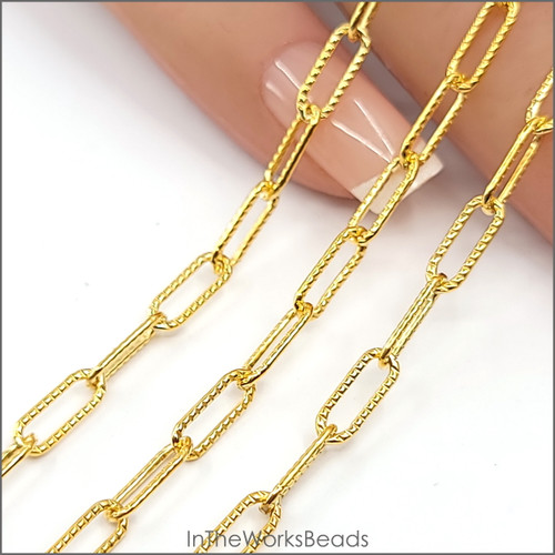 14k Gold Filled Paper Clip Chain 3mm x 8.5mm - Line