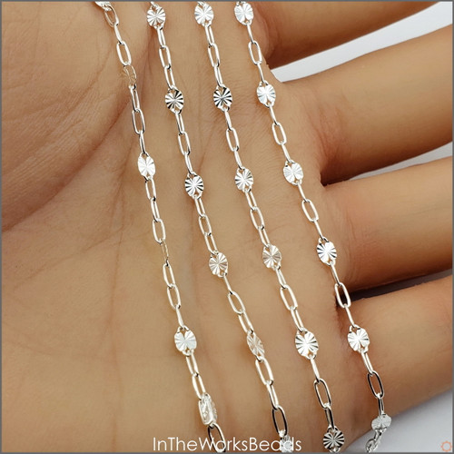 Sterling Silver Drawn Cable Starburst Chain x 3:1