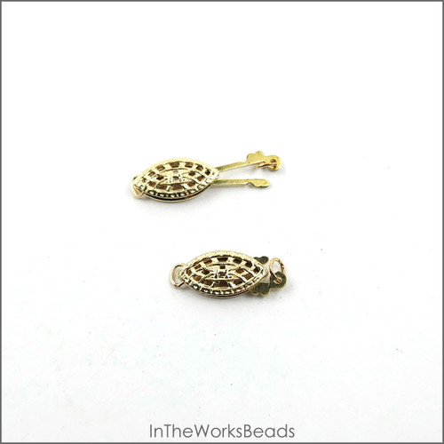 14k Gold Filled Oval Fish Clasp 6mm x 12mm. 1 pc - InTheWorksBeads