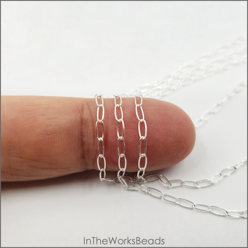 Sterling Silver Paper Clip Chain. 1.8mm x 4.8mm