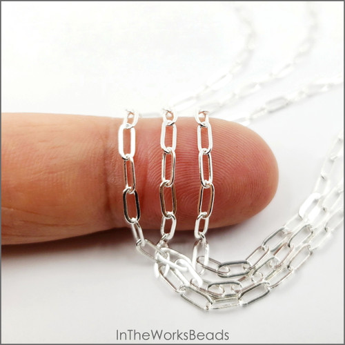 Sterling Silver Paper Clip Chain. 2.4mm x 6mm - Flat